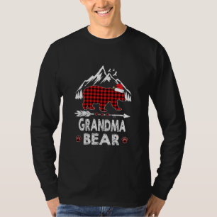 Red Plaid Grandma Bear Christmas Pajama Matching T-Shirt