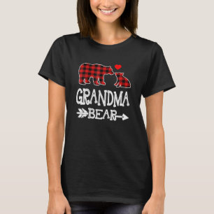 Red Plaid Grandma Bear Christmas Pajama Matching T-Shirt