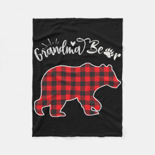Red Plaid Grandma Bear Matching Family Christmas E Fleece Blanket