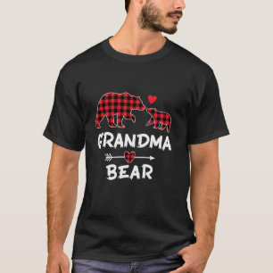 Red Plaid Grandma Bear Xmas Funny Family Christmas T-Shirt