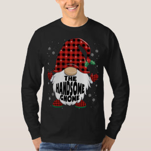Red Plaid Handsome Gnome Christmas T-Shirt
