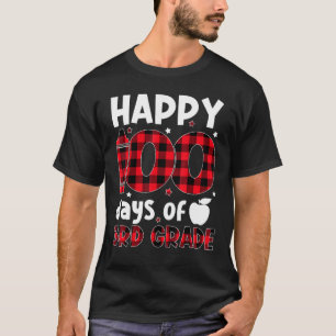 Red Plaid Happy 100th Day Of 3rd Grade Teacher Stu T-Shirt