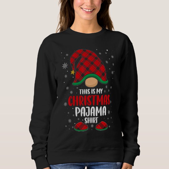 Red Plaid Hat Gnome Cute Christmas Day Apparel Sweatshirt (Front)