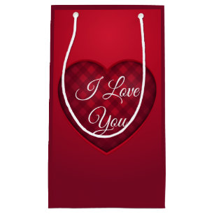 Red Plaid Heart Small Gift Bag