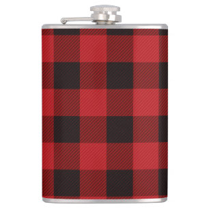 Red Plaid Hip Flask