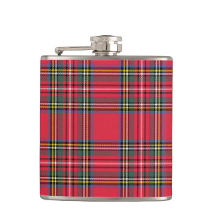  Red Plaid  Hip Flask