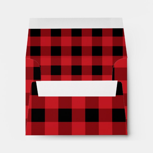 Red Plaid Holiday Rustic Invitation Envelope (Back (Bottom))