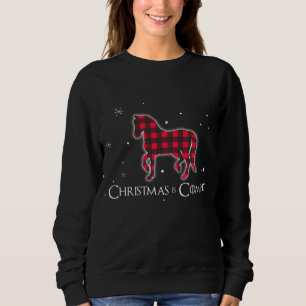 Red Plaid Horse Christmas Matching Buffalo Family Sweatshirt