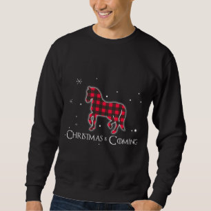 Red Plaid Horse Christmas Matching Buffalo Family Sweatshirt