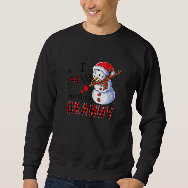 Red Plaid I Love Being A Granny Snowman Dabbing Ch Sweatshirt (Front)