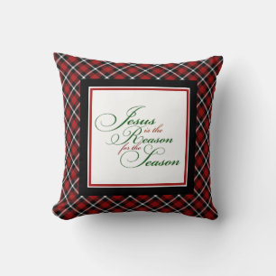 Red plaid Jesus is the reasonThrow Pillow