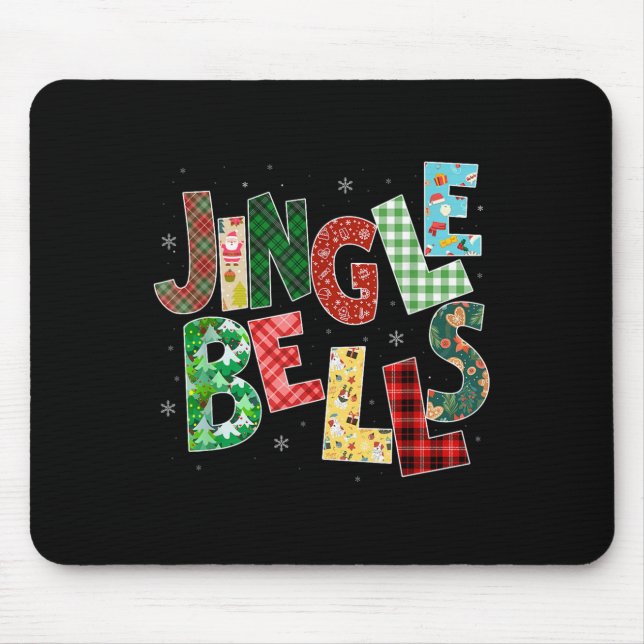 Red Plaid Jingle Bells Christmas Matching Family P Mouse Pad (Front)