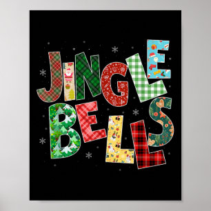 Red Plaid Jingle Bells Christmas Matching Family P Poster