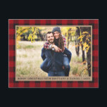 Red Plaid Kraft Couple Photo Merry Christmas Postcard<br><div class="desc">Red Buffalo Plaid Couple Photo Merry Christmas Kraft Holiday Postcard</div>