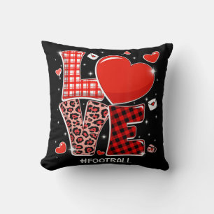 Red Plaid Leopard Love Football Heart Sports Valen Cushion