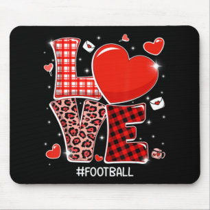 Red Plaid Leopard Love Football Heart Sports Valen Mouse Pad