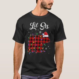 Red Plaid Lil Sis Bear Matching Family Christmas P T-Shirt