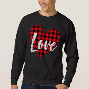 Red Plaid LOVE Heart Happy Valentine's Day Sweatshirt