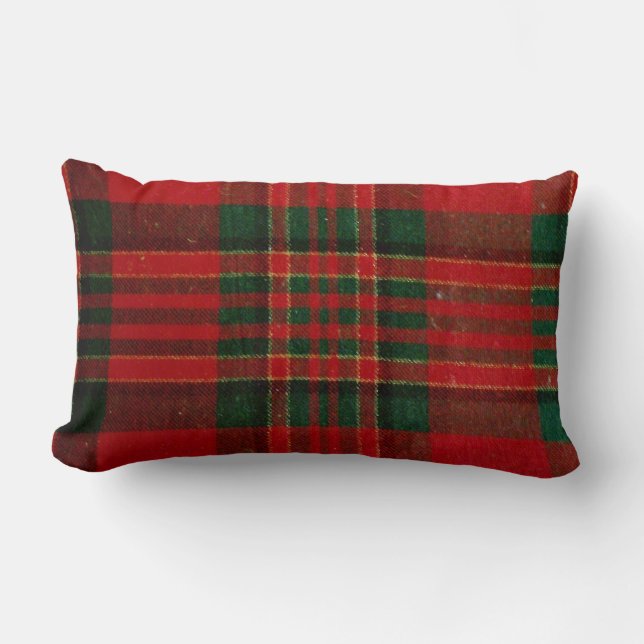 Red Plaid Lumbar Throw Pillow (Front)