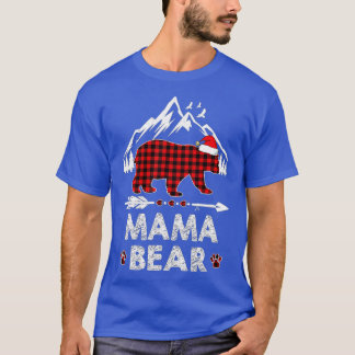Red Plaid Mama Bear Christmas Pajama Matching Fami T-Shirt