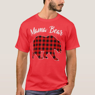 Red Plaid Mama Bear Matching Buffalo Family Pajama T-Shirt