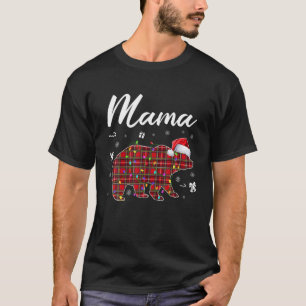 Red Plaid Mama Bear Matching Buffalo Pajama T-Shirt