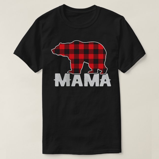 Red Plaid Mama Buffalo Matching Family Mom Pajama  T-Shirt (Design Front)
