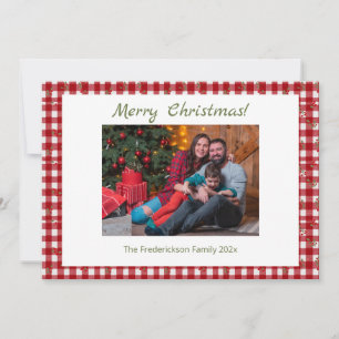 Red Plaid Merry Christmas Photo Holiday Card