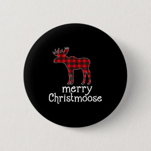 Red Plaid Merry Christmoose Christmas Moose Lovers 6 Cm Round Badge