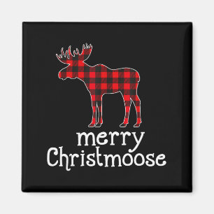 Red Plaid Merry Christmoose Christmas T Shirt Moos Magnet