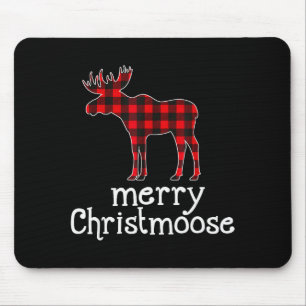Red Plaid Merry Christmoose Christmas T Shirt Moos Mouse Pad