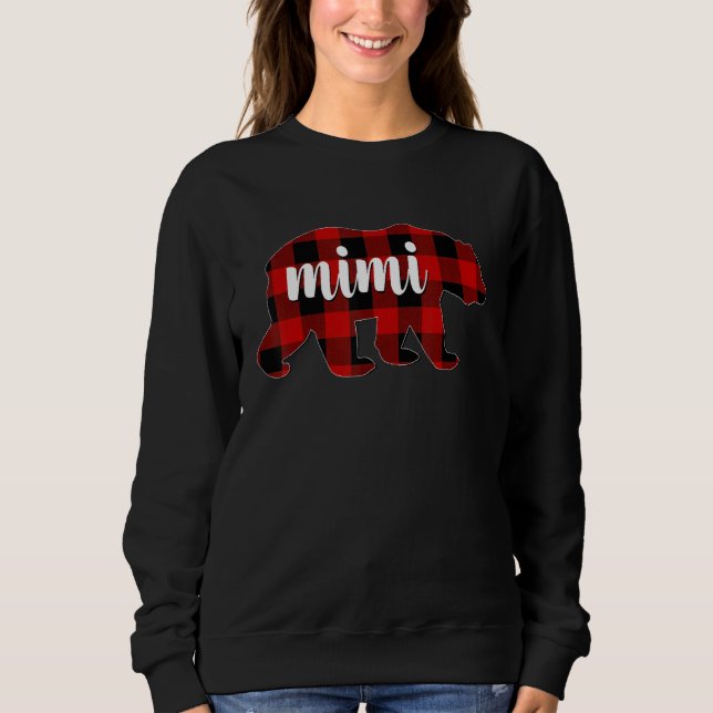 Red Plaid Mimi Bear Matching Family Buffalo Christ Sweatshirt (Front)