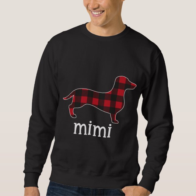 Red Plaid Mimi Dachshund Merry Christmas Dachshund Sweatshirt (Front)