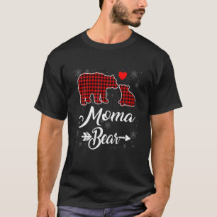Red Plaid Moma Bear Christmas Pajama Matching Fami T-Shirt