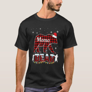 Red Plaid Momo Bear Christmas Pajama Matching Fami T-Shirt