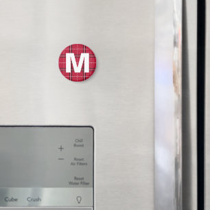 Red Plaid Monogram Initial Letter Kids' Art Magnet