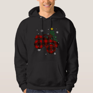 Red Plaid Monster Truck Buffalo Car Family Pajama Hoodie
