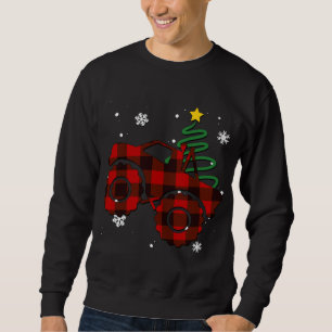 Red Plaid Monster Truck Buffalo Car Family Pajama Sweatshirt