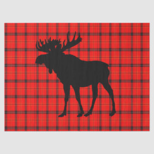 Red Plaid Moose Tissue Paper