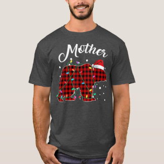 Red Plaid Mother Bear Matching Buffalo Pajama  T-Shirt