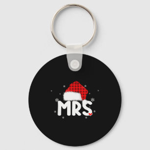Red Plaid Mrs Claus Couples Matching Christmas Paj Key Ring