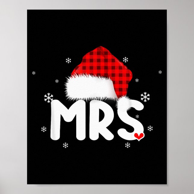 Red Plaid Mrs Claus Couples Matching Christmas Paj Poster (Front)