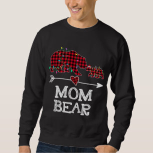 Red Plaid Mum Bear Buffalo Family Mama Pajama Chri Sweatshirt