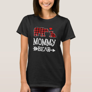 Red Plaid Mummy Bear Christmas Pajama Matching T-Shirt