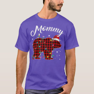 Red Plaid Mummy Bear Matching Buffalo Pajama  T-Shirt