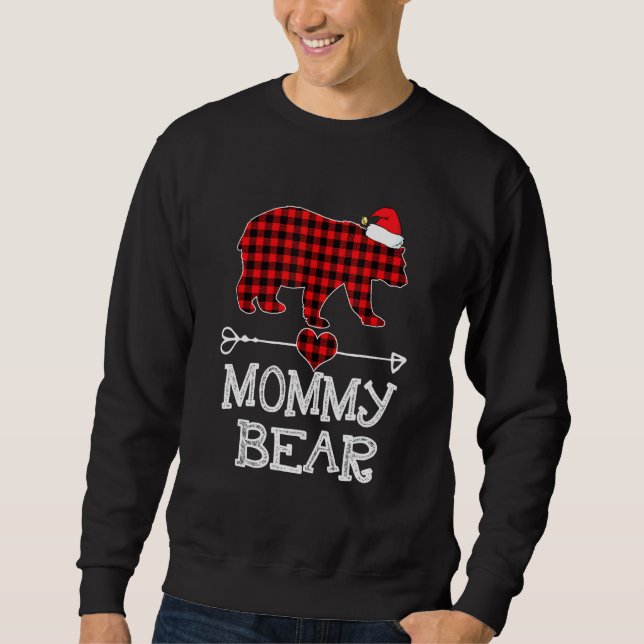 Red Plaid Mummy Bear  Matching Pajama Family  1 Sweatshirt (Front)