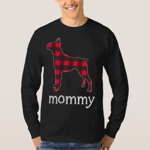 Red Plaid Mummy Boxer Dog Christmas Matching Famil T-Shirt