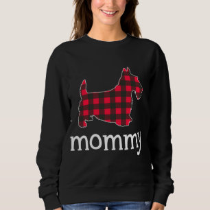 Red Plaid Mummy Scottie Dog Christmas Matching Fam Sweatshirt