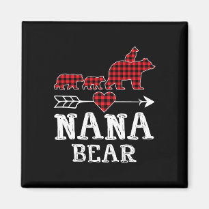 Red Plaid Nana Bear Buffalo Christmas Pajama Famil Magnet