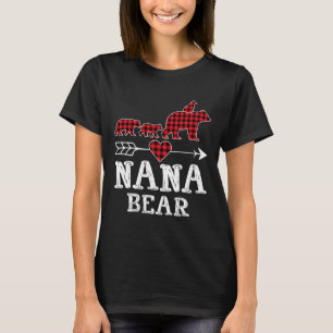 Red Plaid Nana Bear Buffalo Christmas Pajama Famil T-Shirt